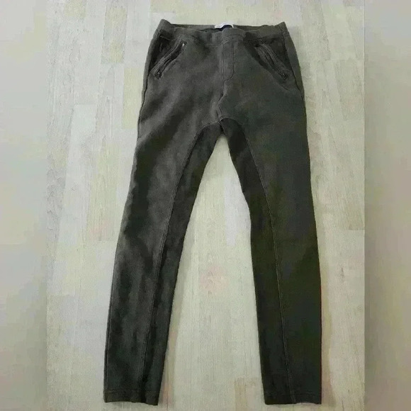 Abercrombie and Fitch hunter green leggings with zipper and faux leather Large - Picture 2 of 8